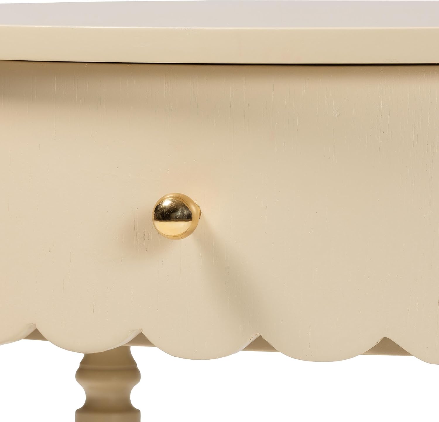 Bali & pari Liba End Table - 1-Drawer Accent Table with Scalloped Detailing and Open Shelf Storage for Hallway, Entryway, and Living Room