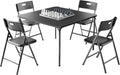 Folding Card Table and Chairs Set, 5-Piece, 34" Card Table with 4 Durable 330lbs Chairs for Card Games, Dining, Indoor & Outdoor Use, Black
