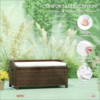 Outdoor Wicker Storage Bench with Lift Top Lid for Patio and Deck Organization