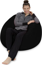 Sofa Sack Bean Bag Chair - Plush, Ultra Soft - Memory Foam Bean Bag Chair with Microsuede Cover - Stuffed Foam Filled Furniture and Accessories for Dorm Room 3 Feet - Midnight Black