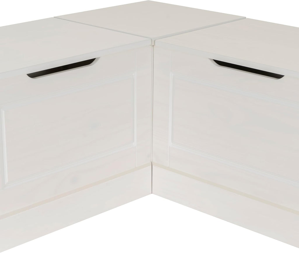Linon Harris White Solid Pine Backless Nook with Interior Storage