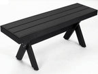 Outdoor Bench 500LBS, HIPS Poly Lumber 2-Person Garden Bench, Weatherproof Won't Rot or Fade, Wood Grain Patio Bench for Garden, Porch, Backyard and Park – Black