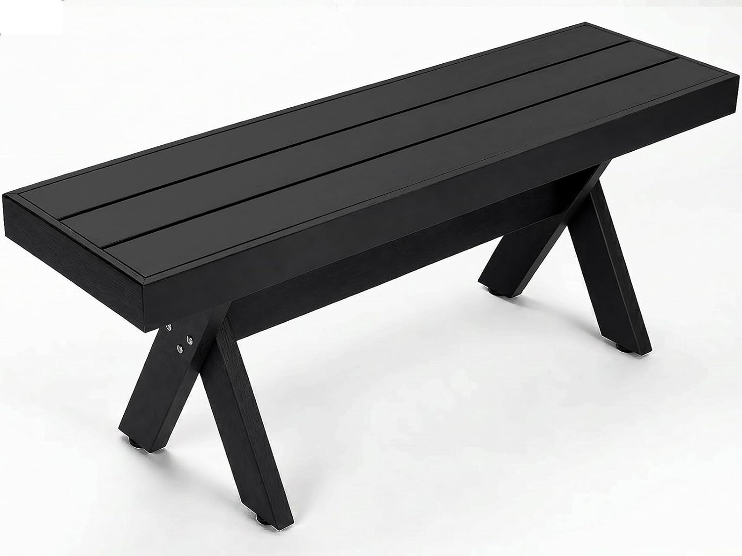 Outdoor Bench 500LBS, HIPS Poly Lumber 2-Person Garden Bench, Weatherproof Won't Rot or Fade, Wood Grain Patio Bench for Garden, Porch, Backyard and Park – Black