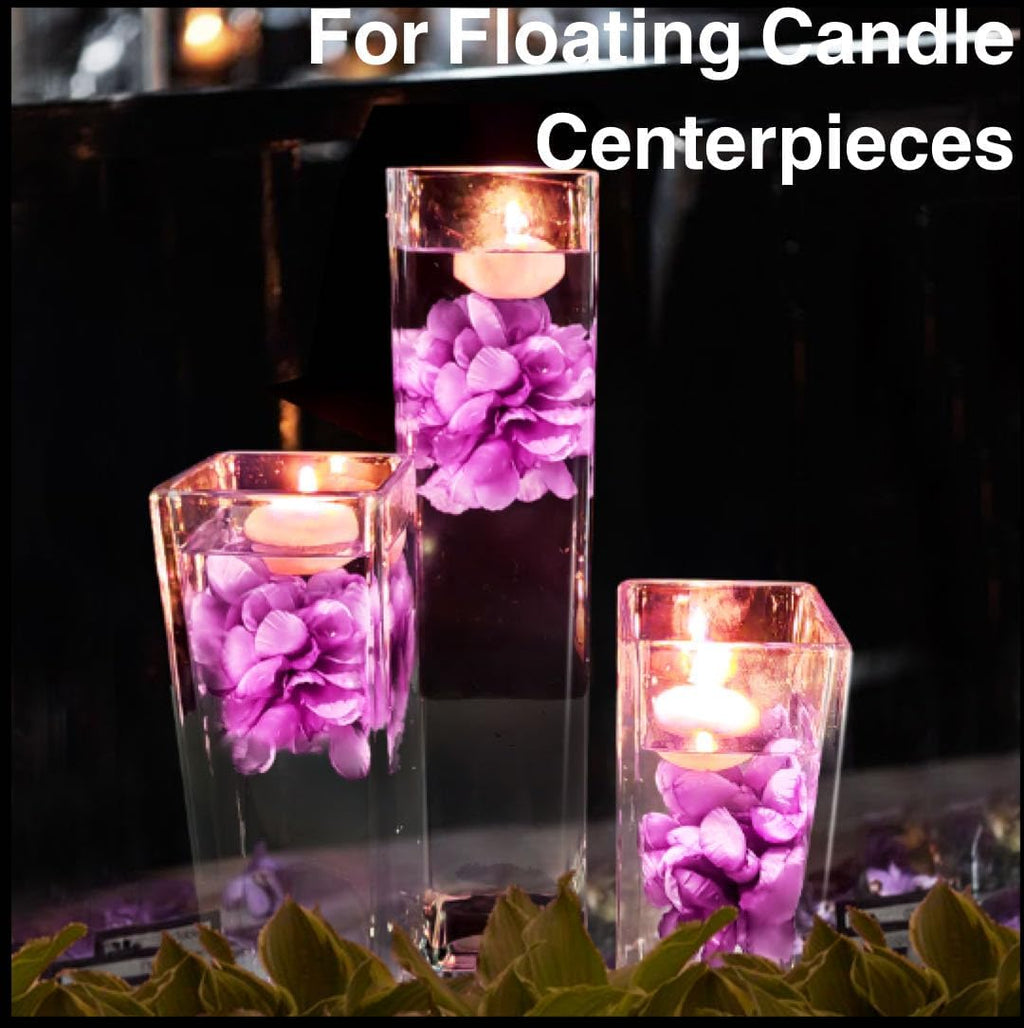 TeaSu Floating Flowers for Floating Candle Centerpieces, 12pcs Purple Artificial Flower Head for Wedding Centerpieces - Purple