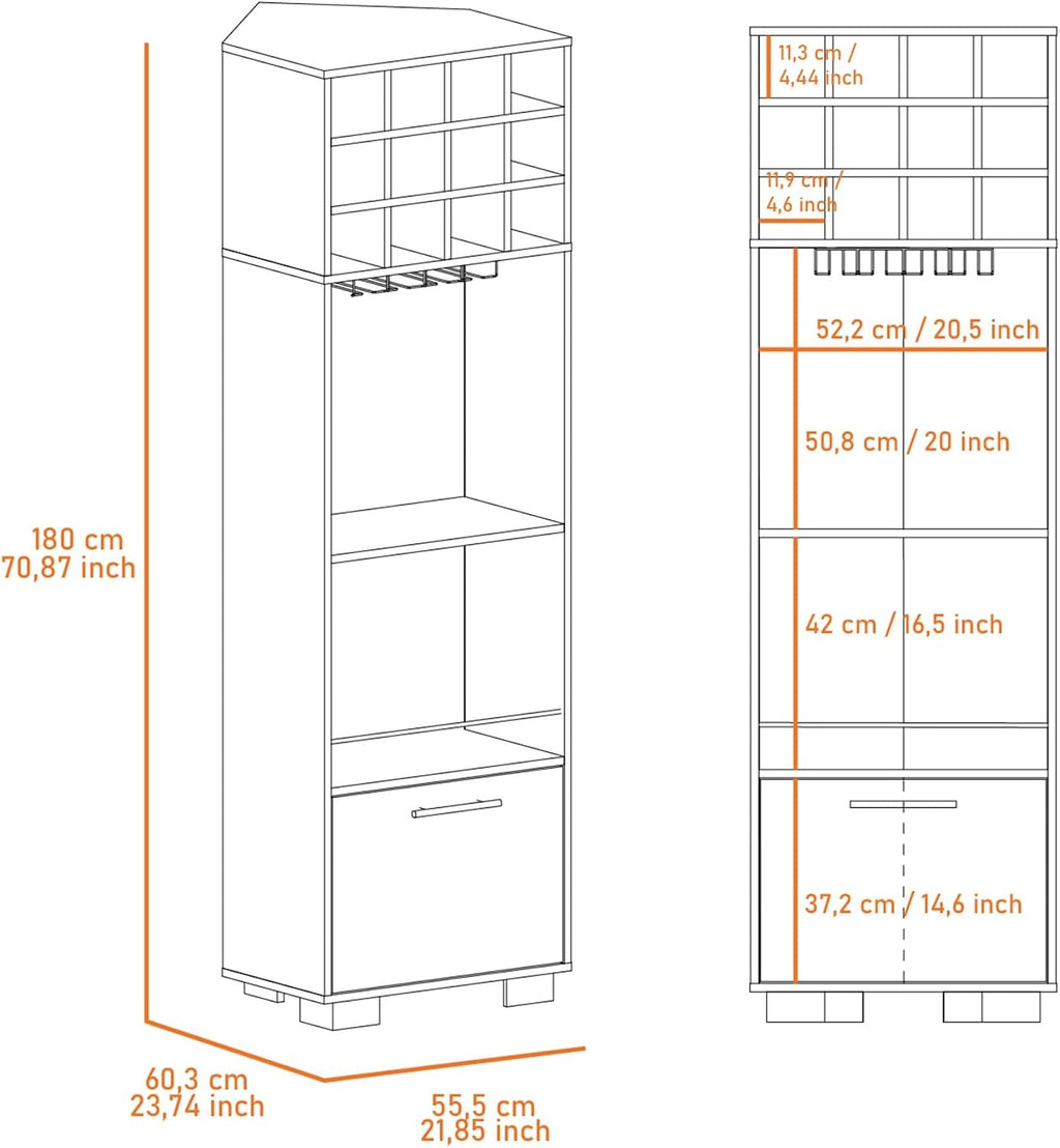 Corner Wine Cabinet Storage Locker, Tall Pantry Sideboard witn 2-Shelf and 1-Drawer,for Kitchen Home