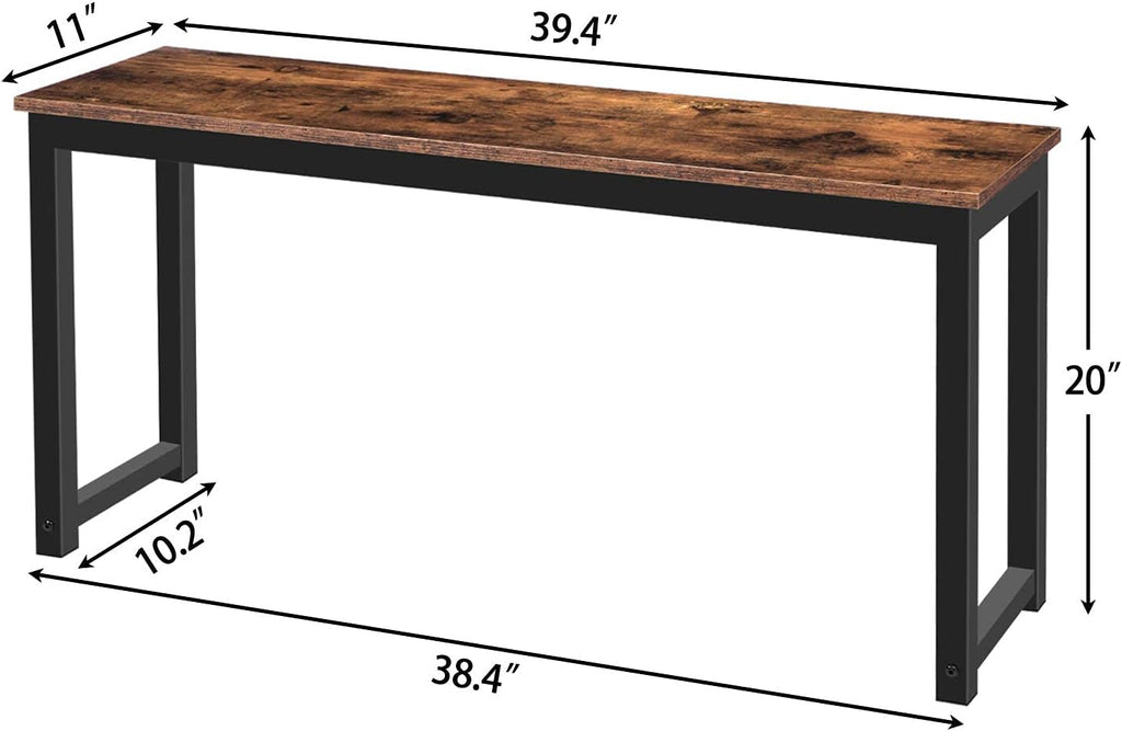 HOOBRO Dining Benches, Pair of 2 Industrial Style Indoor Benches, Durable Metal Frame, for Kitchen, Dining Room, Living Room, Rustic Brown BF01CD01