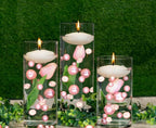 100 Floating Light Pink Pearls with Pink Sparkling Gems- Large Sizes- Fills 2 Gallons for Your Vases- with Pre-Measured Prep Bags for Best Results!