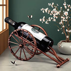 Rustic Cannon-Shaped Single Wine Bottle Holder: Space-Saving Beer & Wine Storage