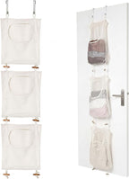 Tranqun 3 Pcs over the Door Hanging Laundry Hamper 65 x 19.7 Inches Mesh Laundry Hamper Bag Behind the Door Dirty Clothes Organizer with Hooks for Bathroom Camper Apartment College Dorm Room