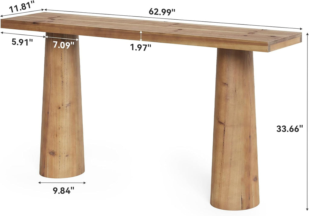 63-Inch Solid Wood Console Table, Farmhouse Entryway Table, Rectangular Long Sofa Table Behind Couch for Entryway, Hallway, Living Room, Entrance