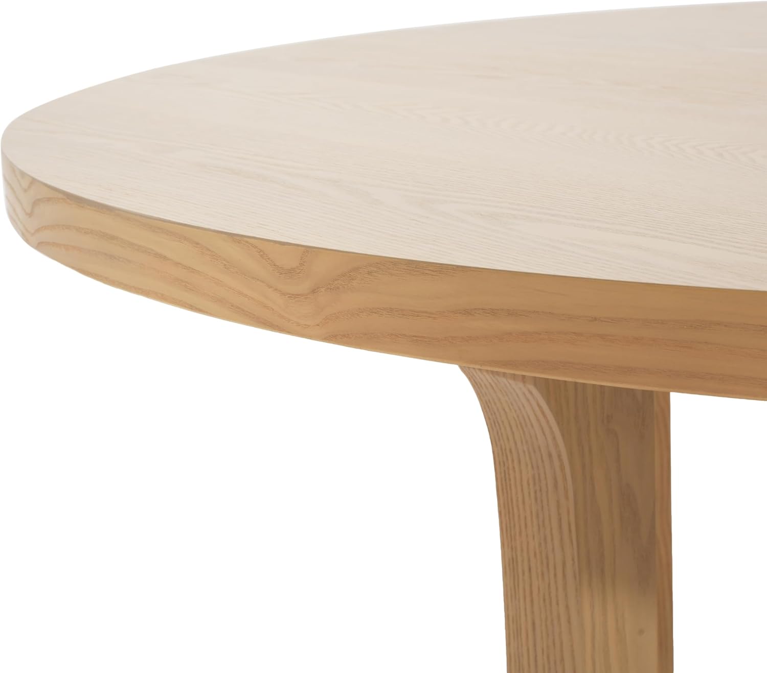 48" Small Round Dining Table with Wood Legs and Metal Cross Base, Natural Ash Solid Wood Kitchen Dinner Table for 2-4 Person, Easy Assembly, Without Chairs