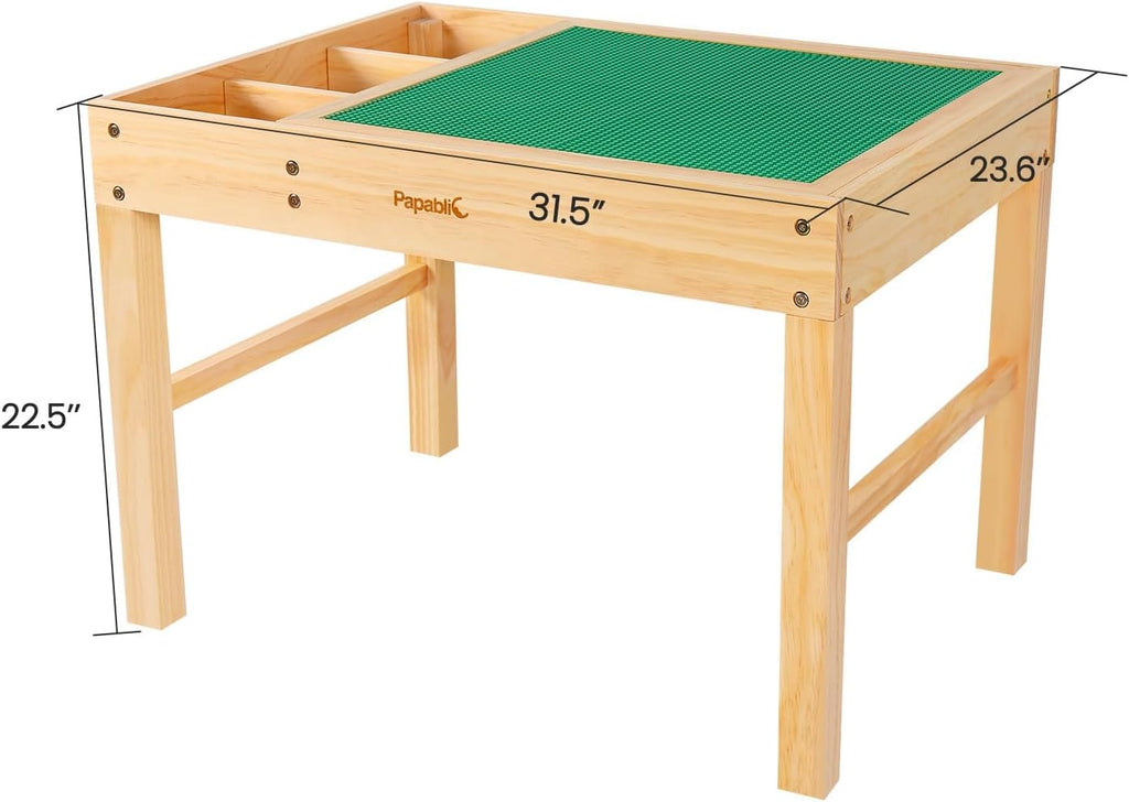 Papablic 2 in 1 Kid Activity Table with Large Storage for Older Kids Compatible with Lego Building Block for Boys Girls Birthday Day Gift