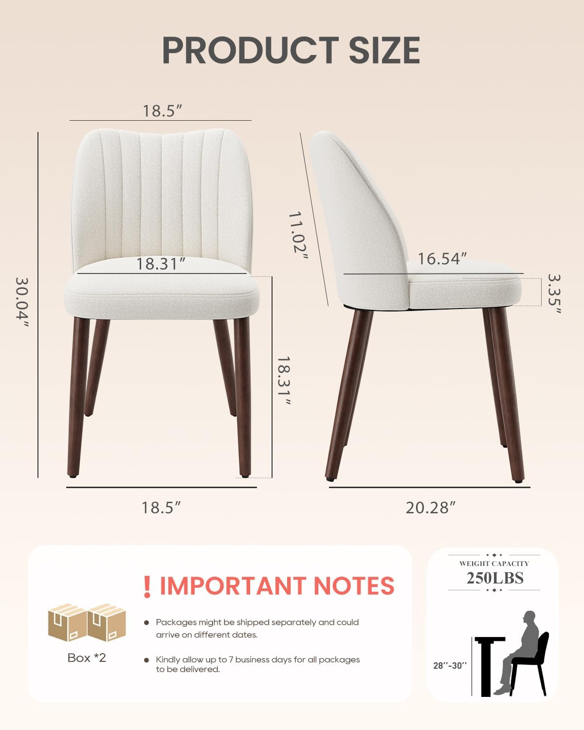 Upholstered Dining Chairs Set of 4, Farmhouse Fabric Kitchen Chairs with Solid Wood Legs, Modern Dining Room Chairs for Restaurant & Cafe, Beige