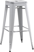 AC Pacific 30” Metal Backless Barstool Set of 2 – Country Rustic Style, Lightweight & Sturdy Build, Easy Assembly – Distressed Snow White