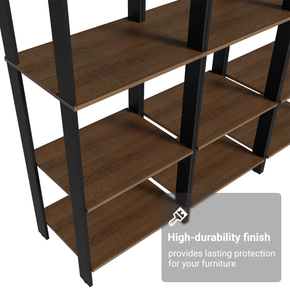 Madesa Kitchen Pantry Storage Rack with 15 Open Shelves 70" L Multiuse Modular Cabinet for Kitchen Organization (Black/Brown)