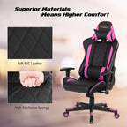 Goplus Massage Gaming Chair, Reclining Backrest Handrails and Seat Height Adjustment Racing Computer Office Chair, Ergonomic High Back Embroidered PU Swivel Game Chair with Headrest and Lumbar Cushion