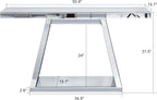 55.9" Full Body Mirror Entryway Table with Trapezoid Base 360° Reflective Console Table, Sturdy Wooden Frame, Scratch Resistant Open Storage for Hallway, Living Room, Staircase