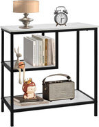 AT-VALY End Table Set of 2, 3-Tier Small End Table, Nightstand for Living Room, Bedroom, Office, Bathroom (Black)