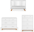 Child Craft SOHO Crib, 3-Drawer Dresser Nursery Set, Chest, 3-Piece, Includes 4-in-1 Convertible Crib, Dresser, Chest (White/Natural)