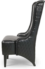 High Back Dining Chair, Retro Wing Back King Throne Chair Head Chairs for Dining Table, PU Leather Upholstered Accent Side Chairs for Living Room Dining Room Bedroom (Black)