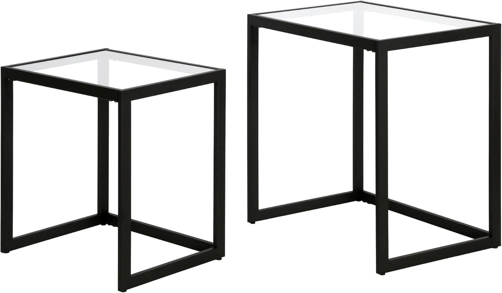 Henn&Hart Rectangular Nested Side Table in Blackened Bronze, Table for Living Room, Bedroom
