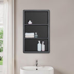 IDYLLOR Recessed Medicine Cabinet No Mirror - 14x24 Bathroom Storage Wall Cabinet with 2 Shelves, 304 Stainless Steel Shower Niche, Matte Black Waterproof for Bathroom, Toilet, Vanity
