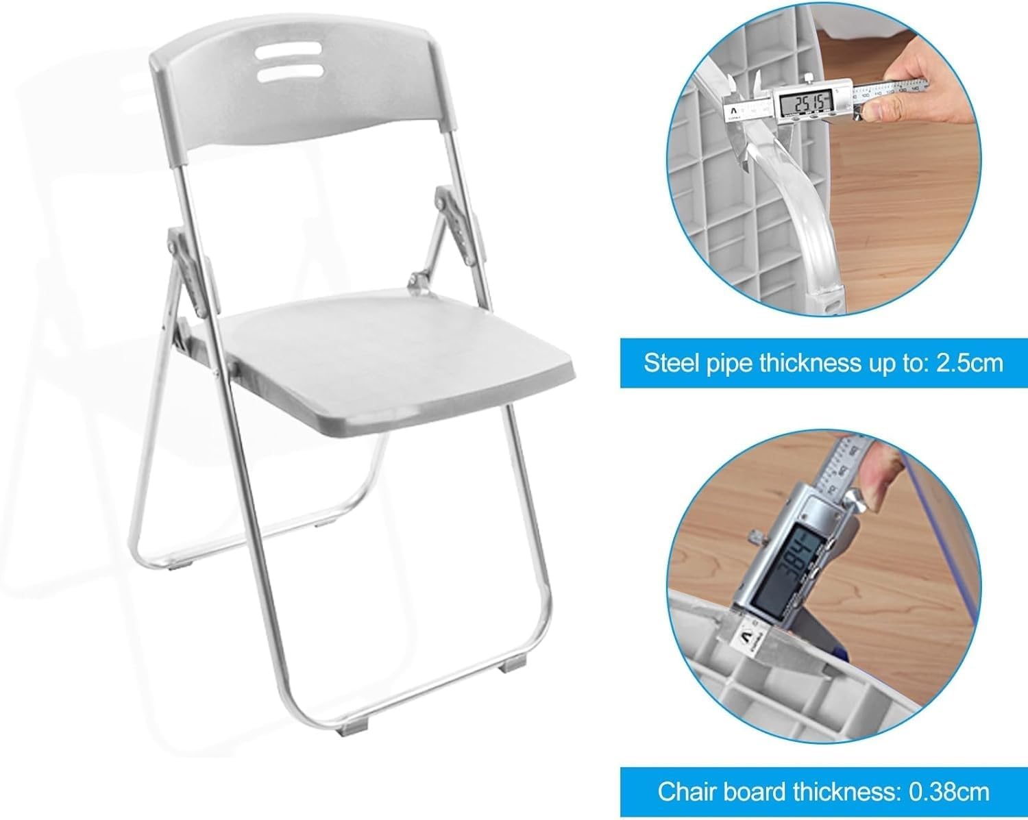 Plastic Folding Chairs for Parties and Weddings, Folding Office, Stackable Commercial Event Seats with(White)