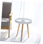 Totority Modern Mini Round Household Sofa Side Table White Small Nordic Style Round Accent Table for Living Room and Bedroom
