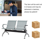 ide·o Airport Business Reception Hospital Chairs - Waiting Room Chair with Mesh Arms Reception Guest Chair for Salon Business Office Airport Hospital Bank Conference Room (2-Seat, Sliver-Mesh)