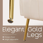 Velvet Accent Chair Set of 2,Wingback Armchair for Living Room, HighBack Reading Chair with Golden Legs Lumbar Pillow, Upholstered Single Sofa Comfy for Bedroom, Apartment, Small Spaces Beige