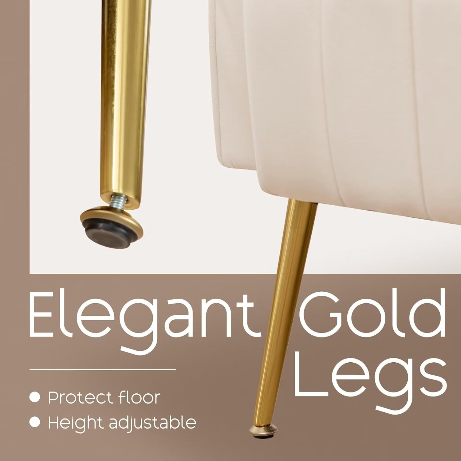 Velvet Accent Chair Set of 2,Wingback Armchair for Living Room, HighBack Reading Chair with Golden Legs Lumbar Pillow, Upholstered Single Sofa Comfy for Bedroom, Apartment, Small Spaces Beige