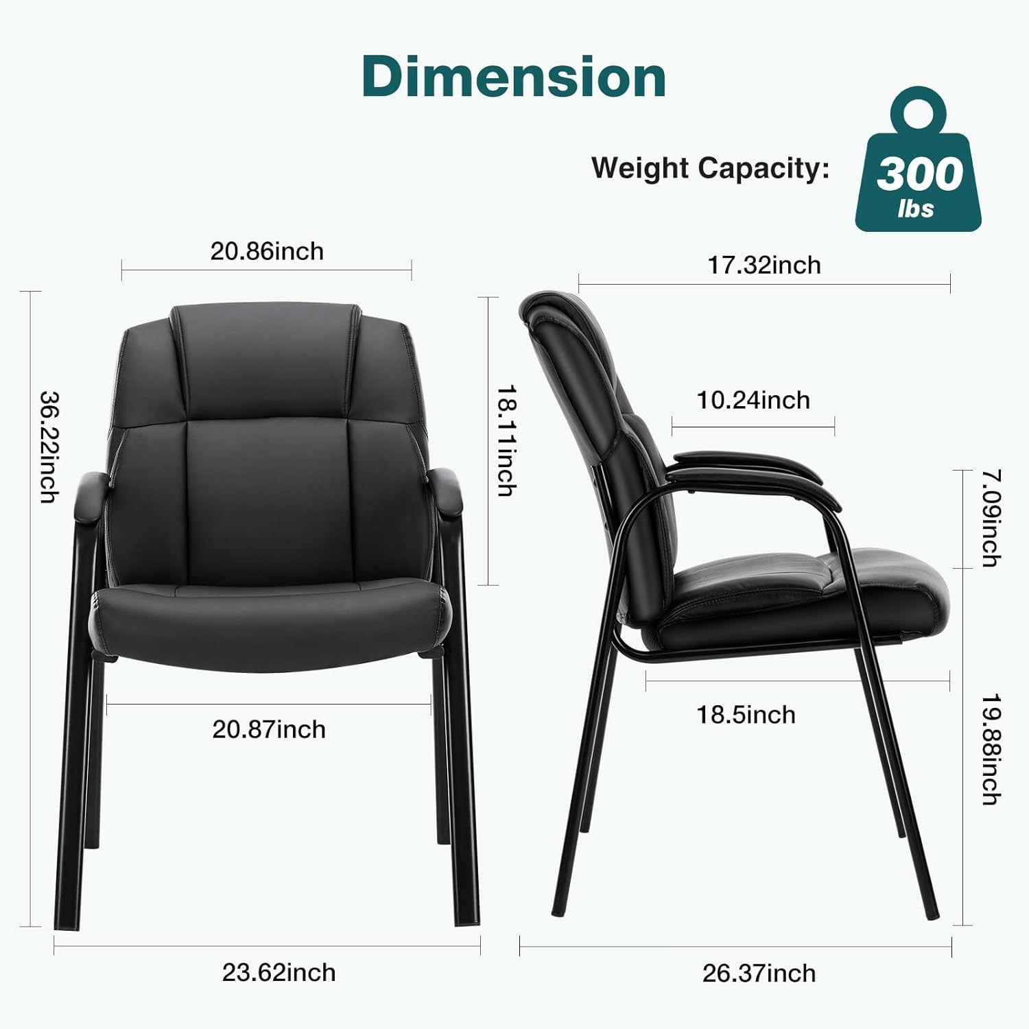 OLIXIS Waiting Room Chairs Set of 4, Leather Office Desk Reception Guest Stationary Side Chair with Padded Arms for Home Conference Lobby Area Meeting Church Medical Clinic Elderly Student