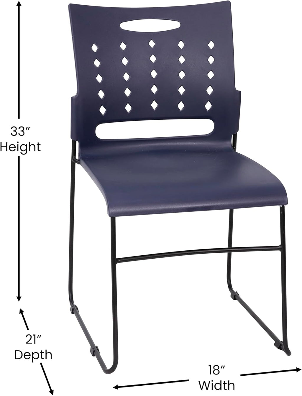Flash Furniture HERCULES Series 881 lb. Capacity Navy Sled Base Stack Chairs with Air-Vent Back, Set of 5