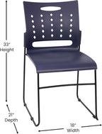 Flash Furniture HERCULES Series 881 lb. Capacity Navy Sled Base Stack Chairs with Air-Vent Back, Set of 5