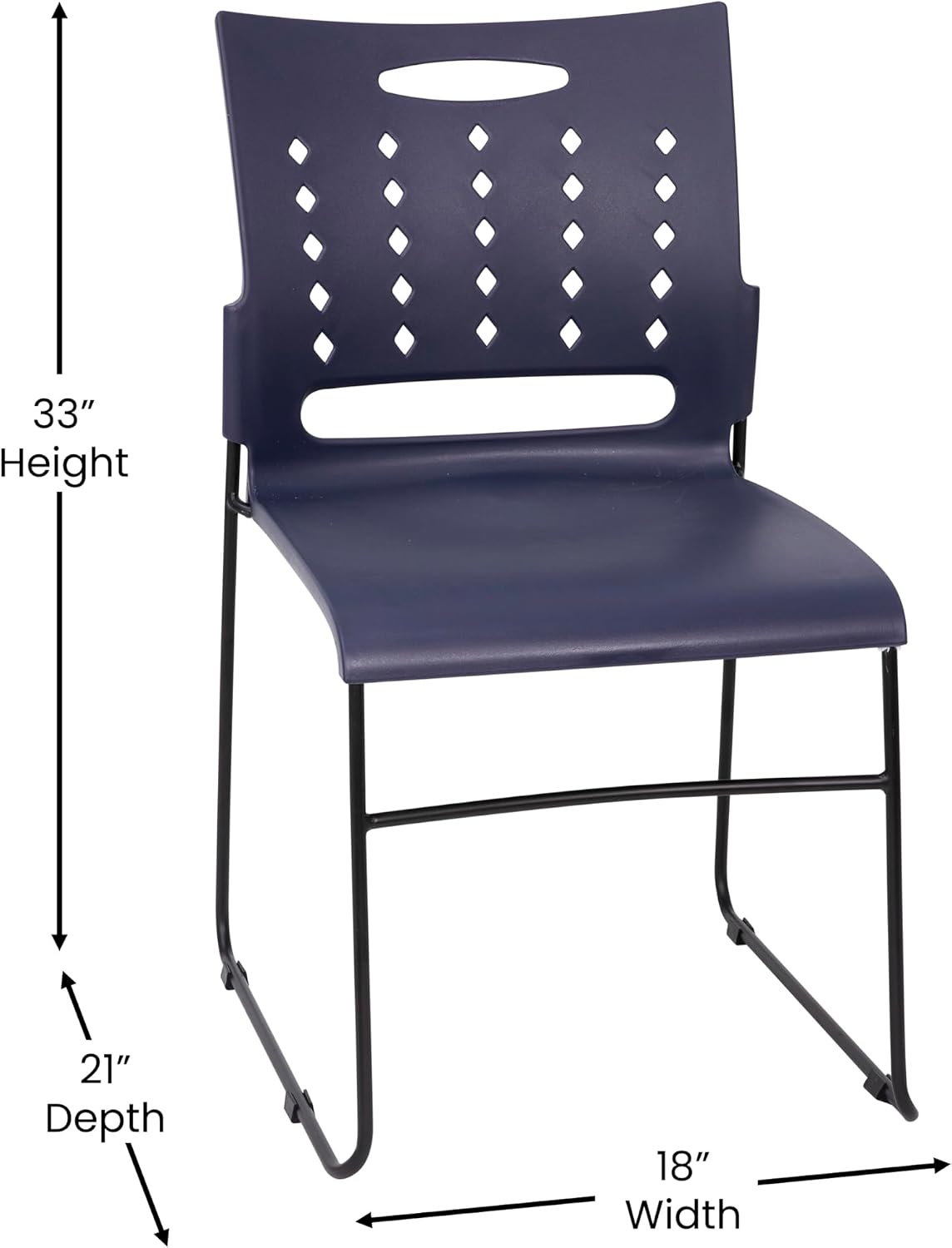 Flash Furniture HERCULES Series 881 lb. Capacity Navy Sled Base Stack Chairs with Air-Vent Back, Set of 5