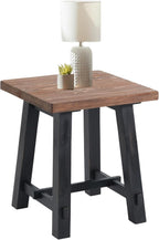 Adam Rustic Industrial Side Table – 21” Solid Wood Square End Table with Natural Wood Top & Distressed Black Frame – Easy Assembly for Living Room or Apartment by Alaterre Furniture