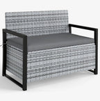 Gray Rustic Rattan Outdoor Storage Bench 40 Gal 800lb Load UV-Resistant 43.5in Seat Cushion Liner for Garden