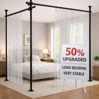 Jilron Room Divider Curtain Rod Tension Rod No Drilling, Adjustable Height, Quick Setup for Rental, Dorm, Bedroom, Office(Black - W72-200 × H43-120 in)