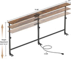 Faesun 70.9 Inch Behind Couch Table, 24"-32" Adjustable Height Range, Behind The Couch Table with Outlet, Adjustable Console Table, Narrow Long Sofa Table, for Living Room, Rustic Brown