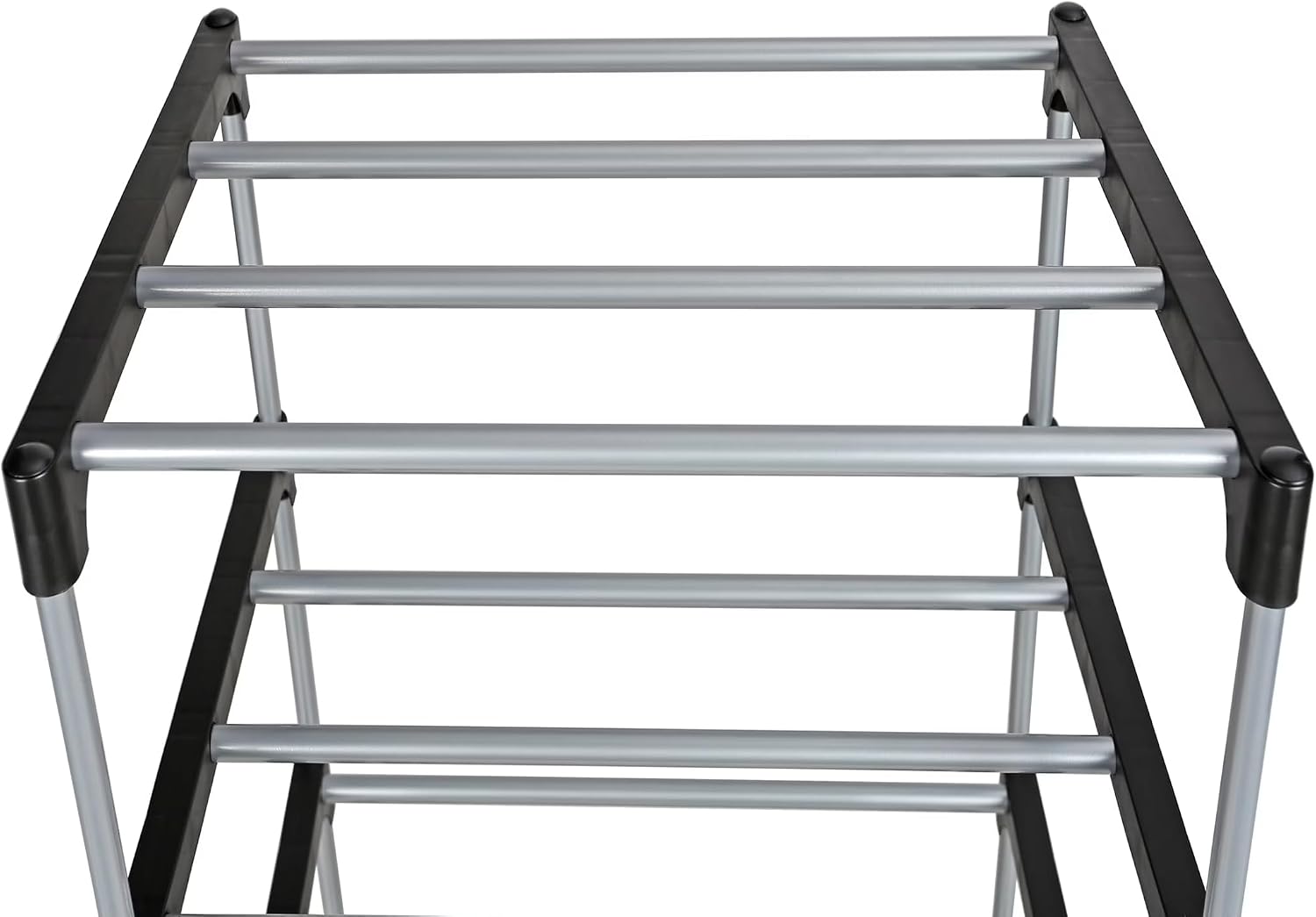 4-Tier Shoe Rack, Black and Silver, Holds 8 Pairs of Shoes, Metal Tubes & Plastic Connectors