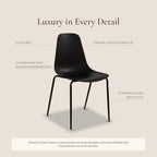 Poly & BARK Isla Stackable Dining Chairs Set of 4 – Mid Century Modern Plastic Dining Chair with Metal Legs – Kitchen & Dining Room Chairs – Dining Table Chairs Set – Indoor/Outdoor – Ebony Black