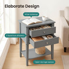 SEJOV EJOV 28" Tall Nightstand Set 2 with 2 Drawers and Open Shelf, Gray | Modern Bedside Table, Larger Wooden End Table Farmhouse Style Night Stand with 26inch Wide Desktop & Spray-painted Surface