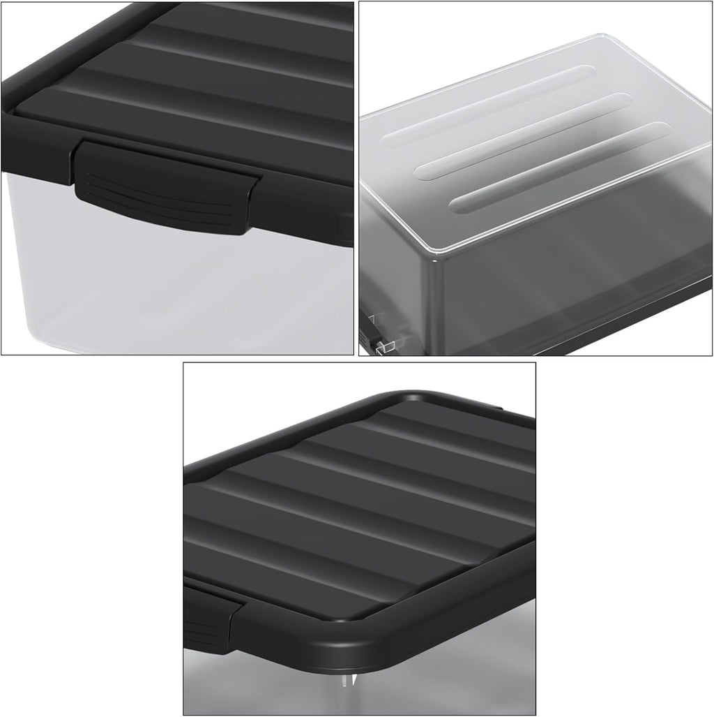2-Pack 14 Quart Clear Plastic Latching Storage Box, Heavy-Duty Organizing Containers for Closet, Bedroom, Office