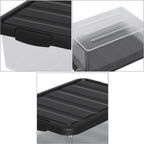 2-Pack 14 Quart Clear Plastic Latching Storage Box, Heavy-Duty Organizing Containers for Closet, Bedroom, Office