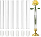 CGBE Glass Bud Vases for Flowers: 6 Pack 7.9" Base Vase for Taper Candle Holders - Skinny Vases for Flowers with Silicon Case Fits Candlesticks Size 20-22mm - Candle Vases for Home Decor & Wedding
