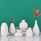 Set of 6 Matte White Small Vases for Flowers, Ceramic Bud Vase Bulk Boho Centerpieces for Tables, Mini Short Vase Modern Bulk Wedding Centerpieces Ikebana Vases for Bridal Shower/House Warming Gift