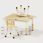 Brelley Kids Table and 2 Chairs Set, Height Adjustable Toddler Desk 31.5" L x 23.6" W and Chair Set, Graffiti Desktop, Classroom/Daycare/Home, Children Multi-Activity Table for Ages 3-8