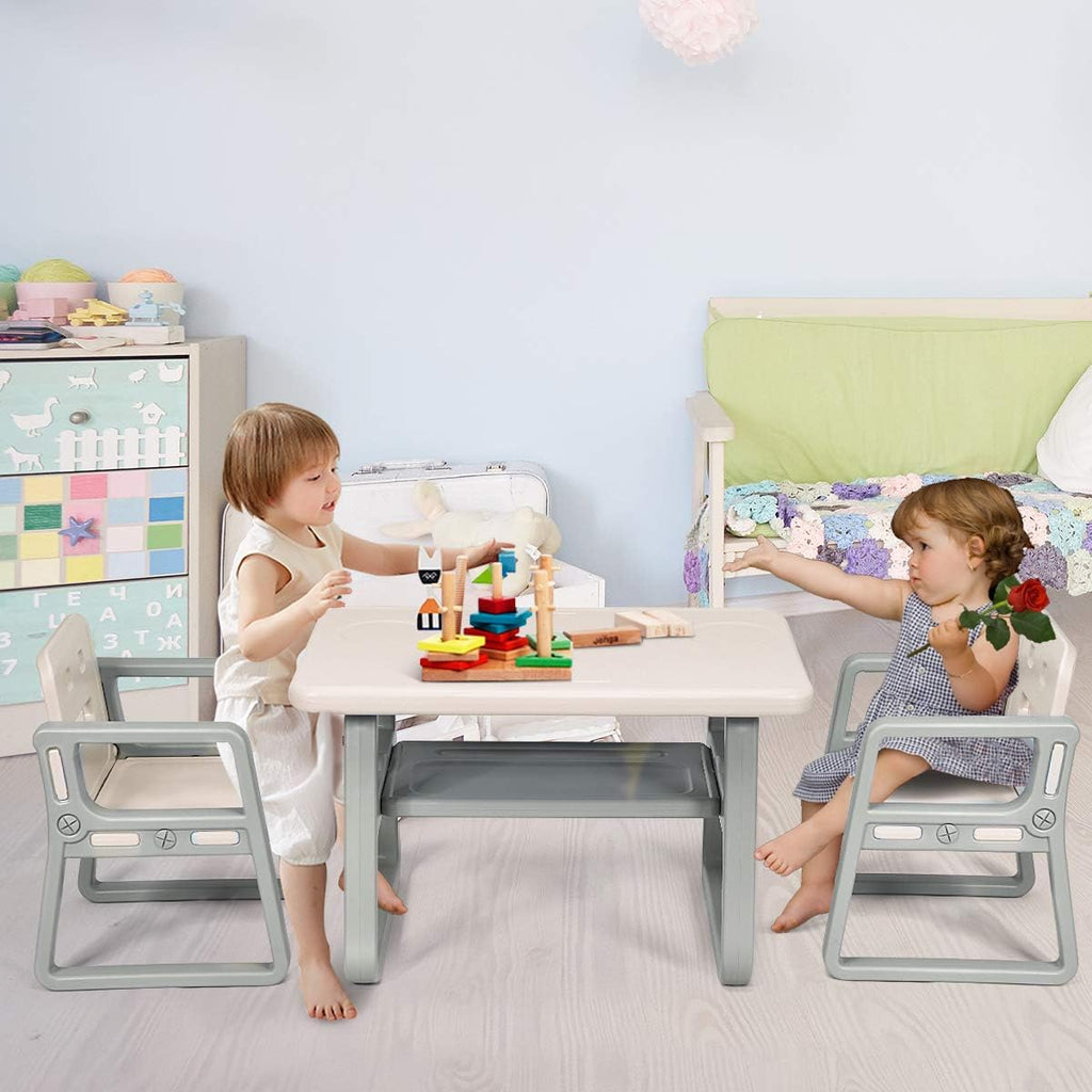 Costzon Kids Table and Chair Set, Children Activity Table & 2 Chairs w/Storage Rack for Toddler Arts, Crafts, Reading, Drawing, Playroom, Preschool, Gift for Boys & Girls, Toddler Table and Chair Set