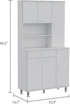 Venice 90 Pantry Cabinet: Modern White Storage with 6 Door Panels & 10 Shelves - Particle Board Melamine Filler for Kitchen Organization & Dining Utensils - Assembly Required