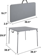 CoscoProducts COSCO XL 38.5" Half Card w/Handle Indoor & Outdoor, Portable, Wheelchair Accessible, Camping, Tailgating, & Crafting Folding Table, Gray, 1-Pack,Grey